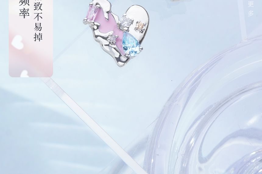 Sterling Earring Panel Cuff Silver Ear Heart Stud /