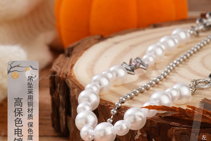 Halloween Pumpkin ChiropteraPearl Necklace