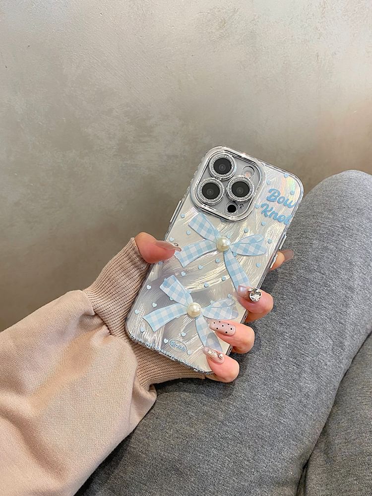 Faux Adhesive Phone Bow Set Case Decoration Pearl /