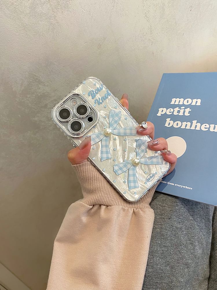 Faux Adhesive Phone Bow Set Case Decoration Pearl /