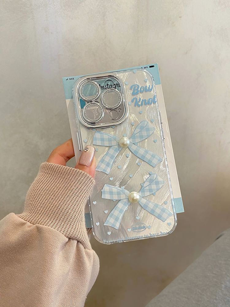 Faux Adhesive Phone Bow Set Case Decoration Pearl /