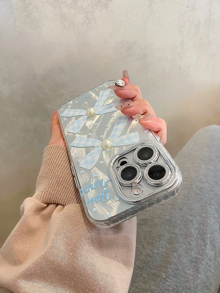 Faux Adhesive Phone Bow Set Case Decoration Pearl /