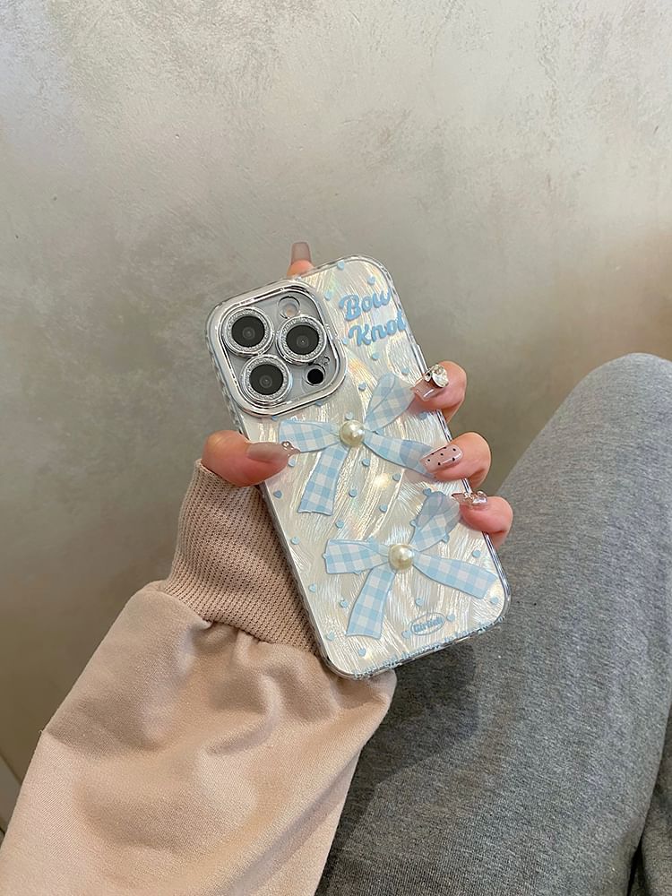 Faux Adhesive Phone Bow Set Case Decoration Pearl /