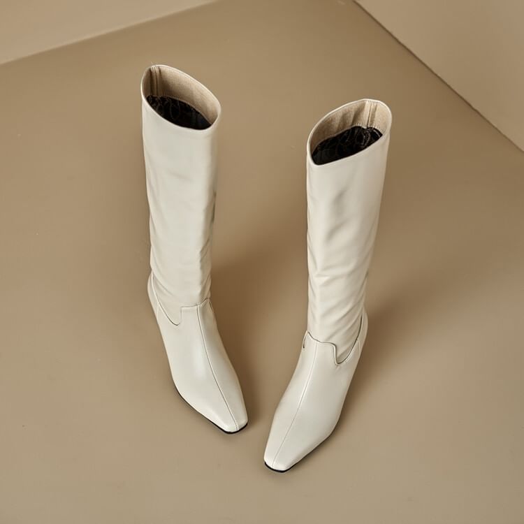 Tall Wedge Heel Plain Hidden Boots