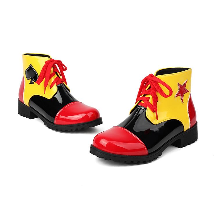 Applique Boots Star Short Lace-Up