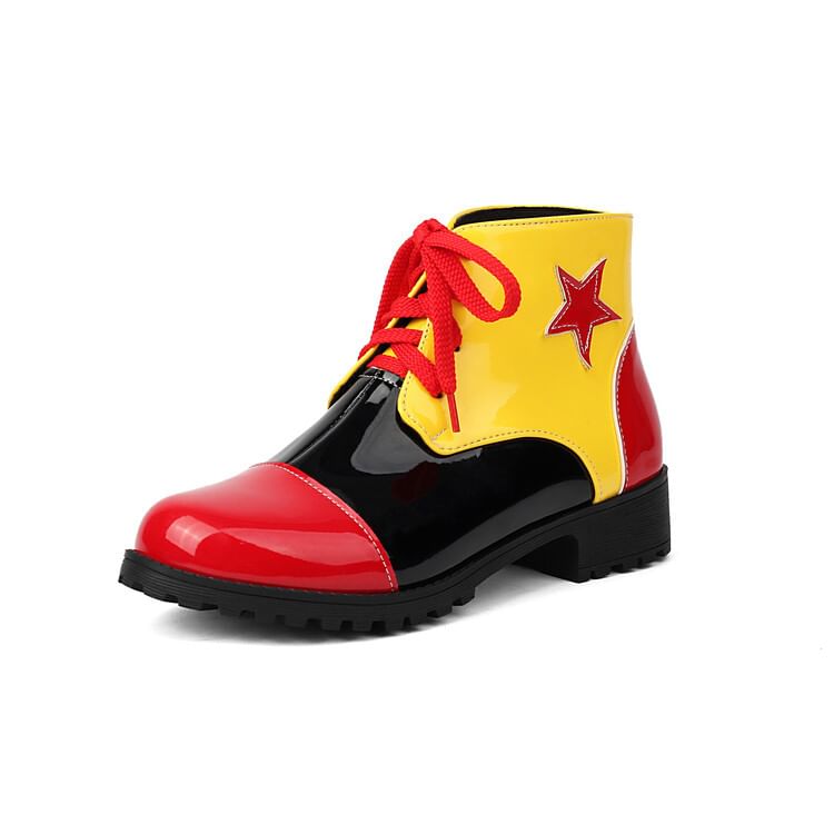 Applique Boots Star Short Lace-Up