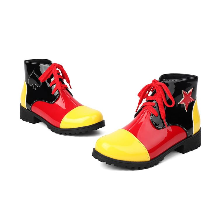 Applique Boots Star Short Lace-Up