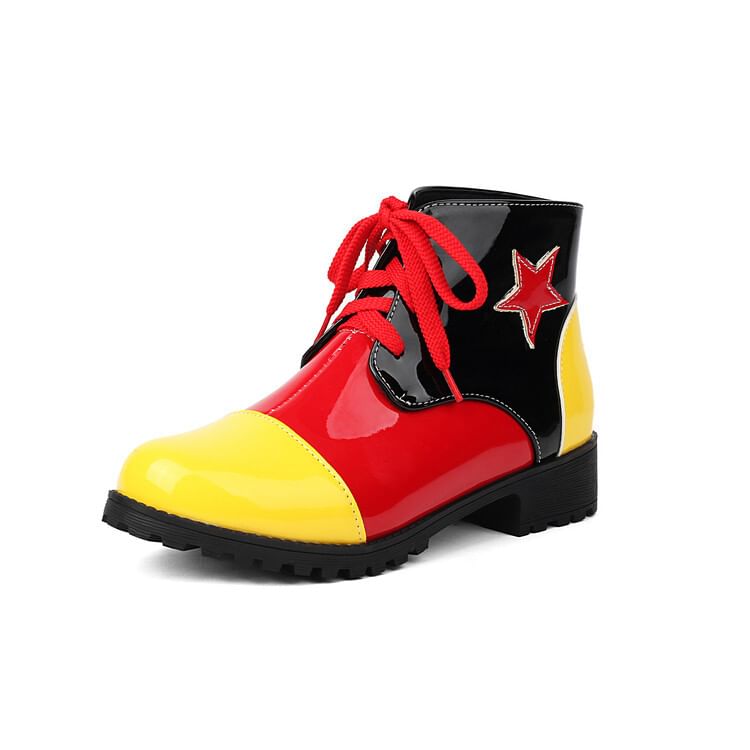 Applique Boots Star Short Lace-Up