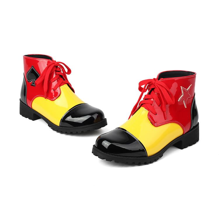 Applique Boots Star Short Lace-Up