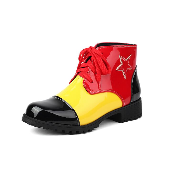 Applique Boots Star Short Lace-Up