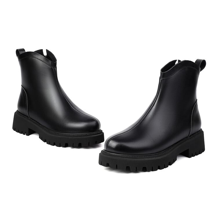 Faux Leather Platform Boots Short