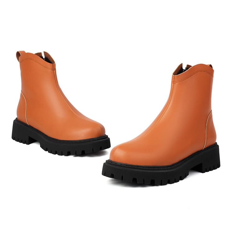 Faux Leather Platform Boots Short