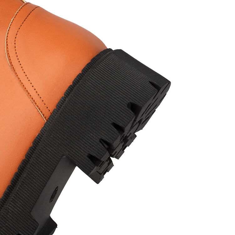 Faux Leather Platform Boots Short