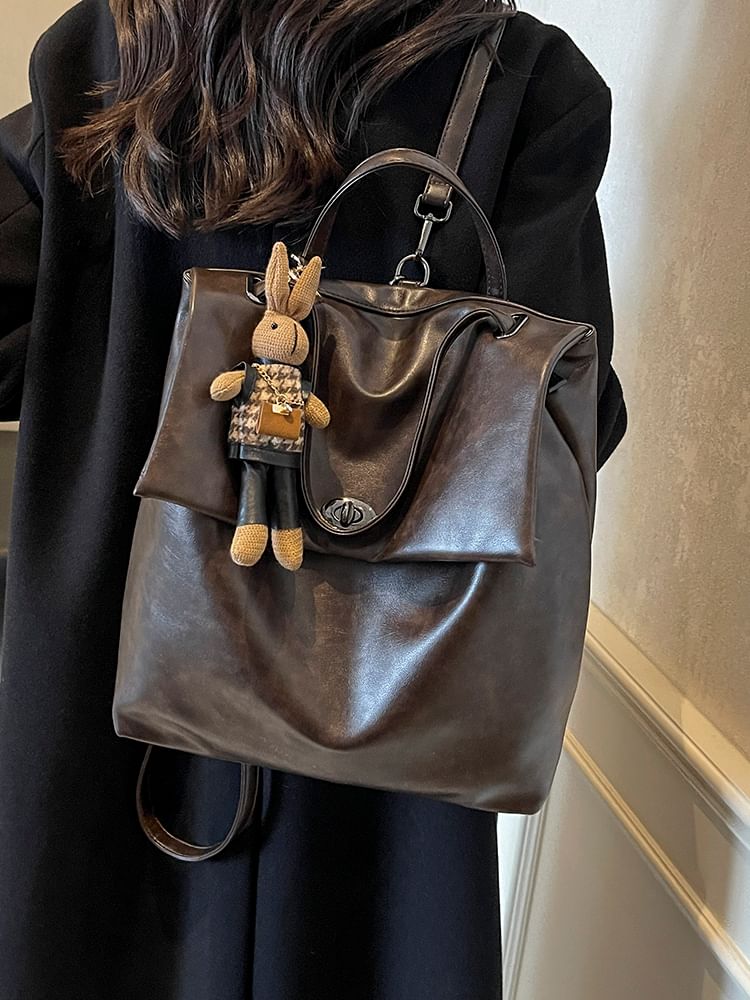 Faux With Backpack Leather Flap Charm