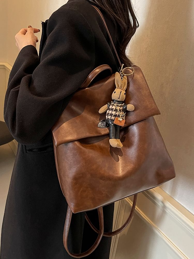 Faux With Backpack Leather Flap Charm