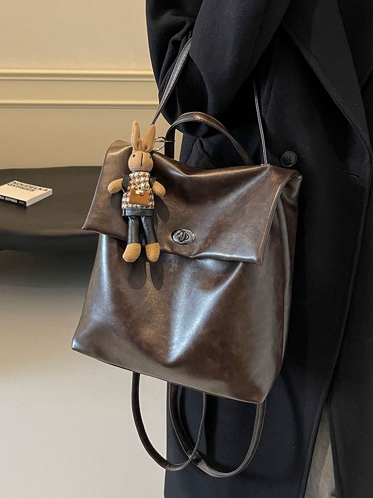 Faux With Backpack Leather Flap Charm