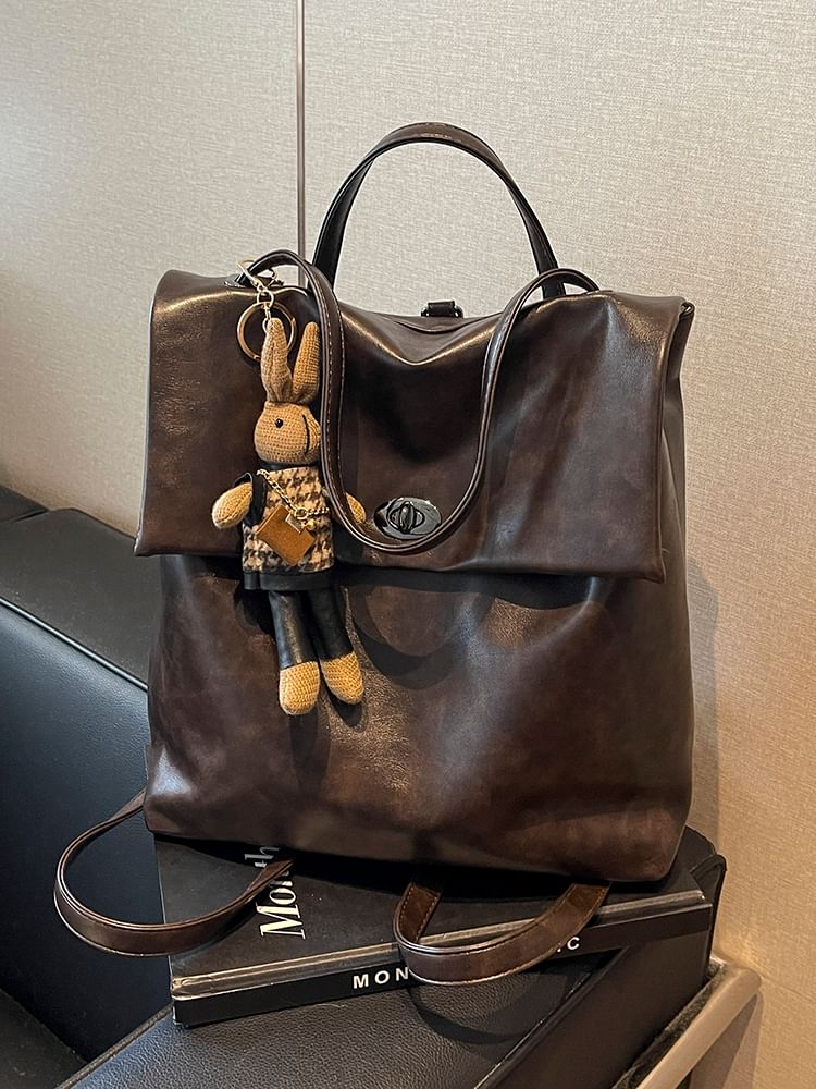 Faux With Backpack Leather Flap Charm