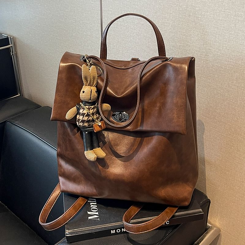 Faux With Backpack Leather Flap Charm