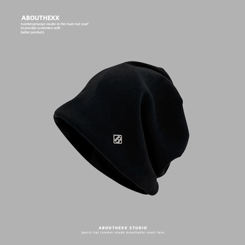 Metal Slouchy Plate Beanie Letter B