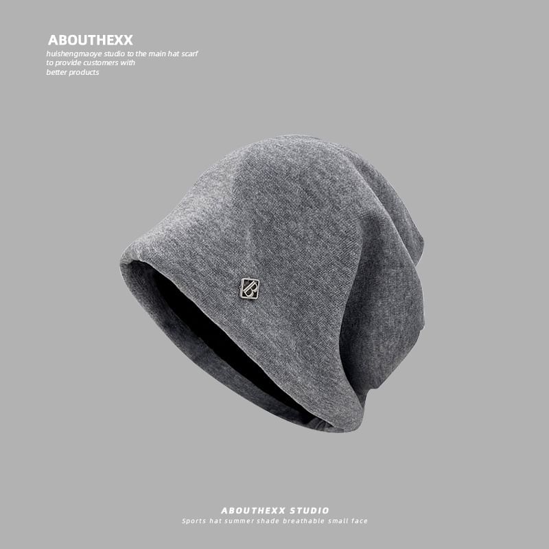 Metal Slouchy Plate Beanie Letter B