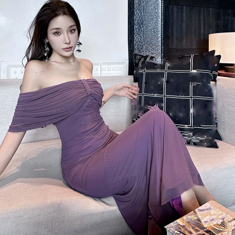 Bow Sheath Midi Dress Plain Strapless