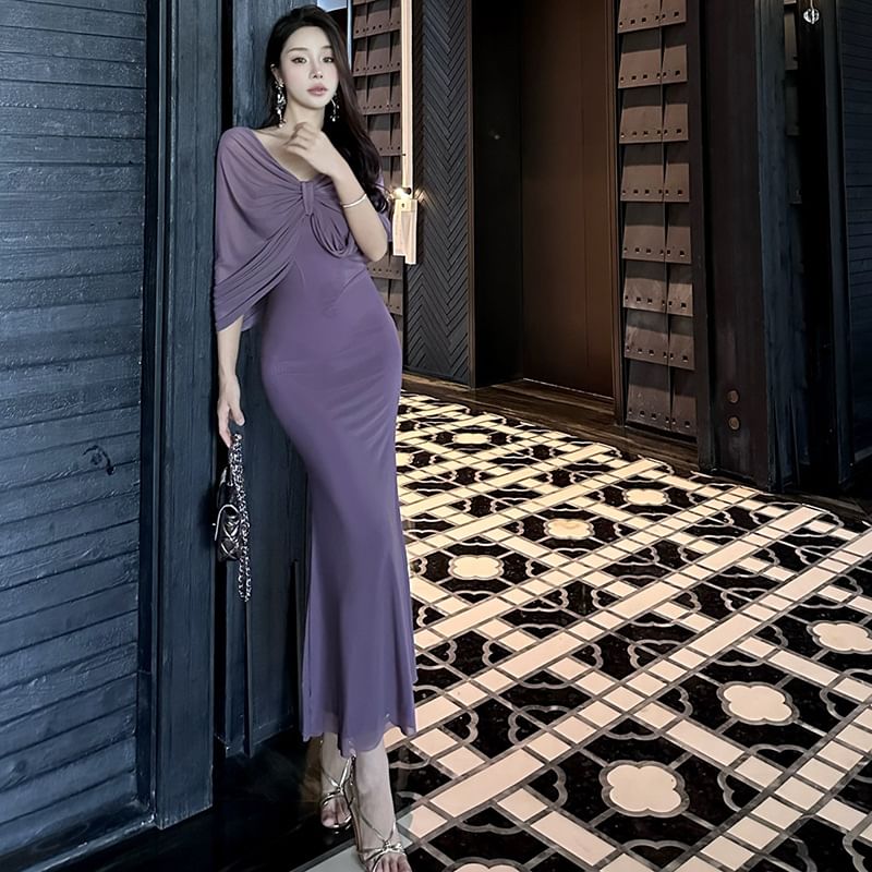 Bow Sheath Midi Dress Plain Strapless