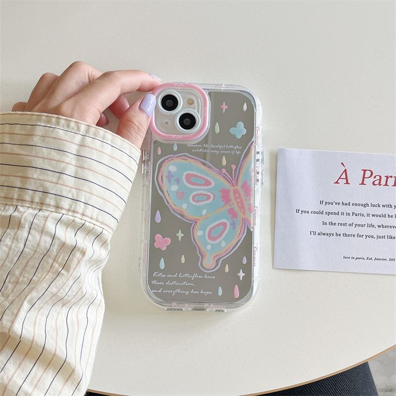 Print Butterfly Case Mirrored Phone