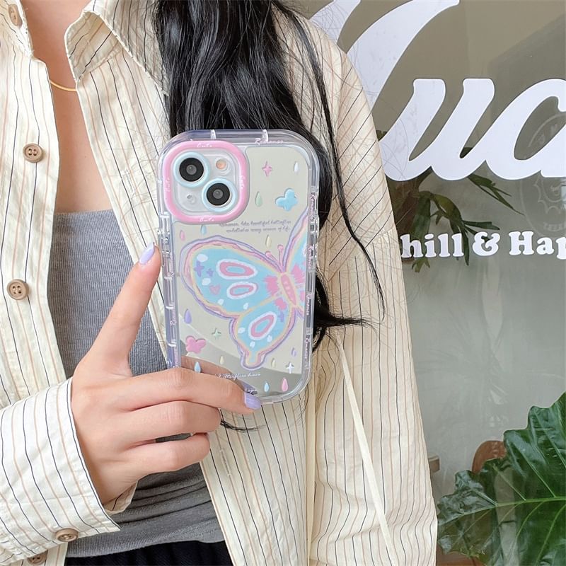 Print Butterfly Case Mirrored Phone