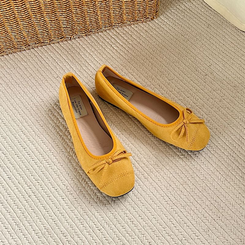 Accent Leather Flats Bow Faux