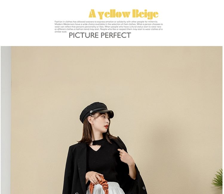 Boots Zip-Up Chunky Heel Short Plain Patent Leather