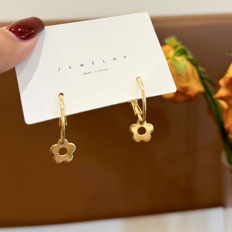 Floral Earring Sterling Hoop Silver