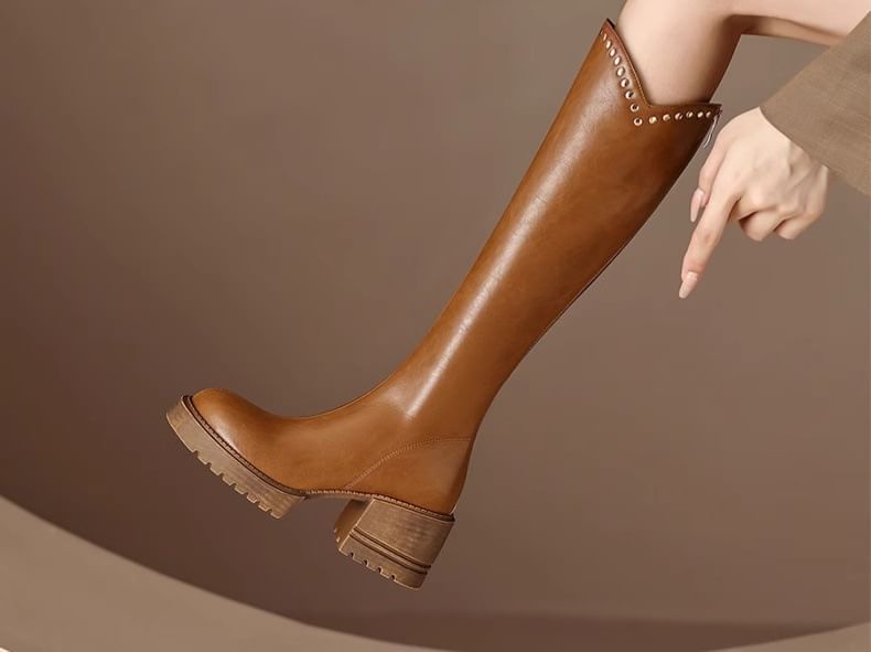 Boots Platform High Studded Knee