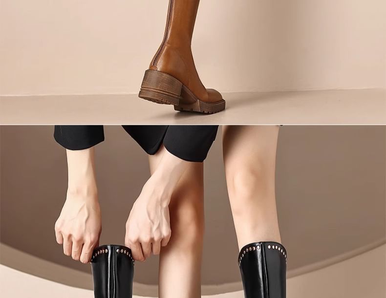 Boots Platform High Studded Knee