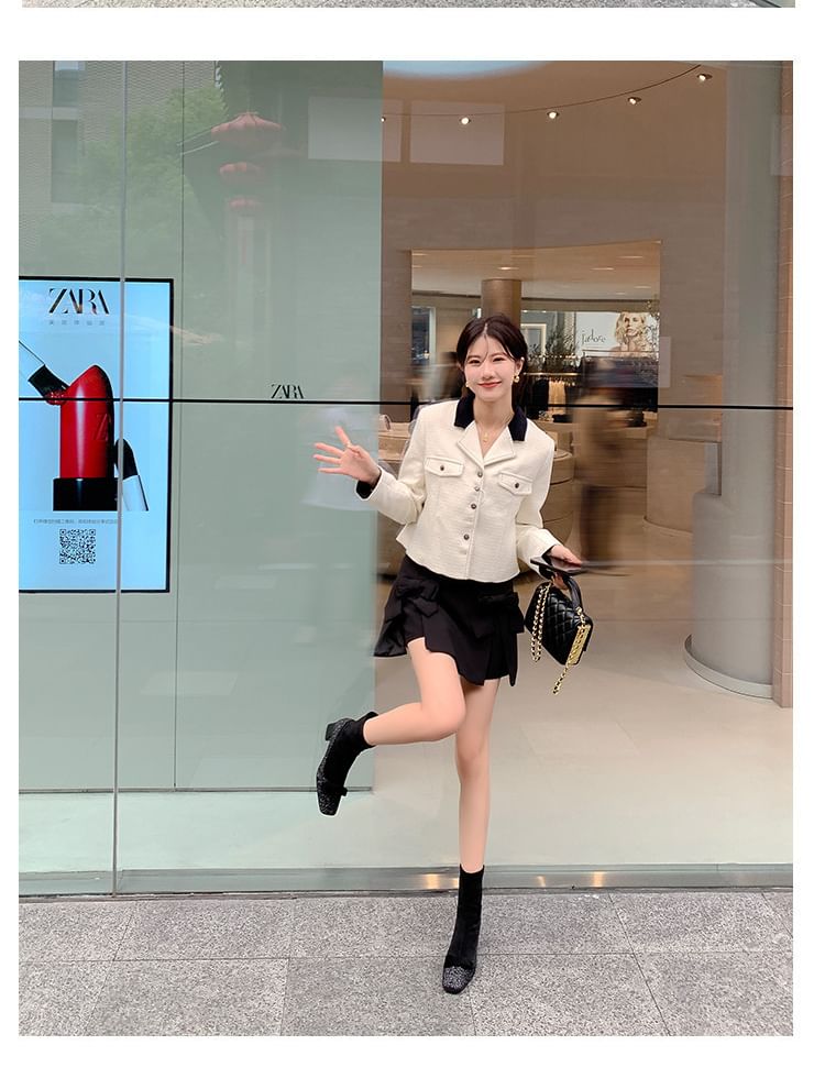 Boots Short Block Square Sock Bow Toe Heel Glitter