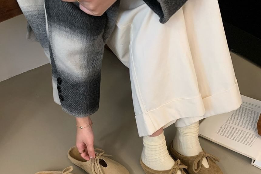 Suede Bow Faux Mules