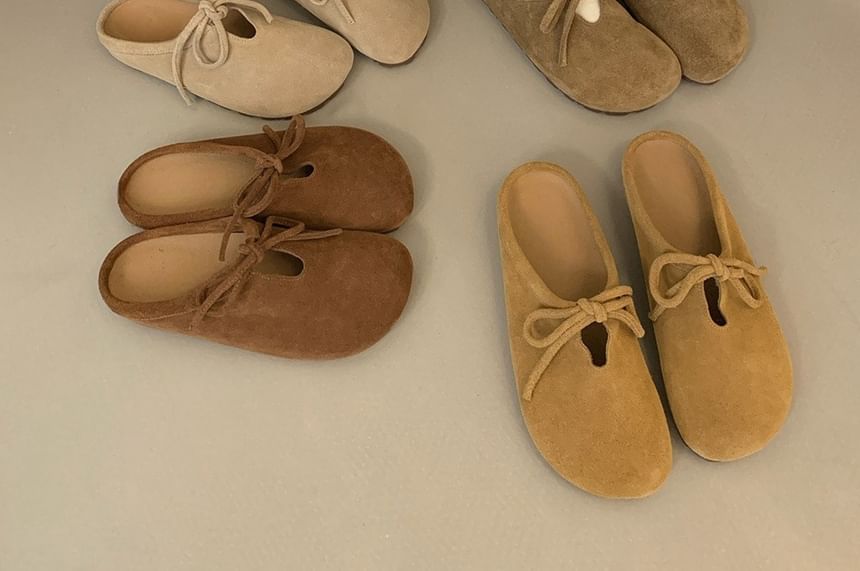 Suede Bow Faux Mules