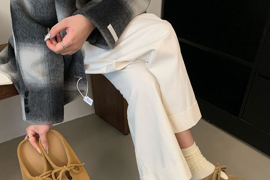 Suede Bow Faux Mules