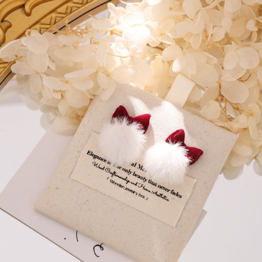 Drop Bow Earring Pom