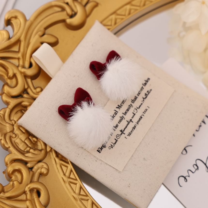Drop Bow Earring Pom