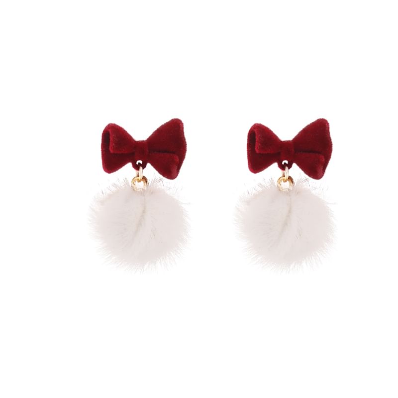 Drop Bow Earring Pom