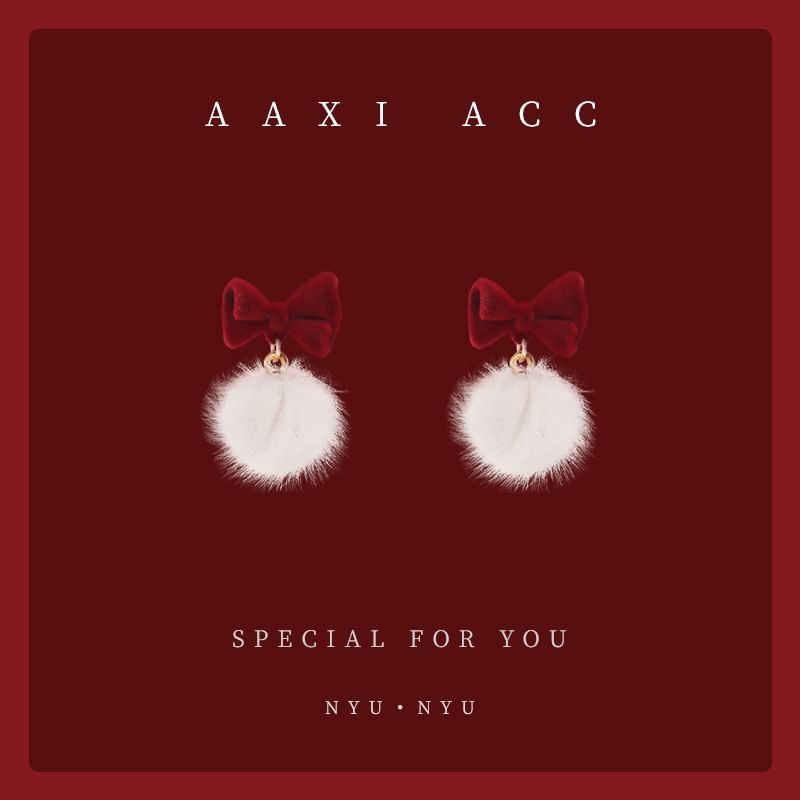 Drop Bow Earring Pom