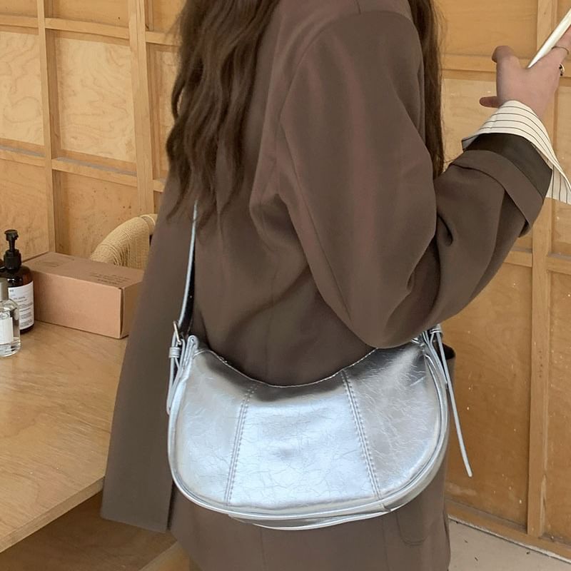 Crescent Shoulder Faux Leather Bag