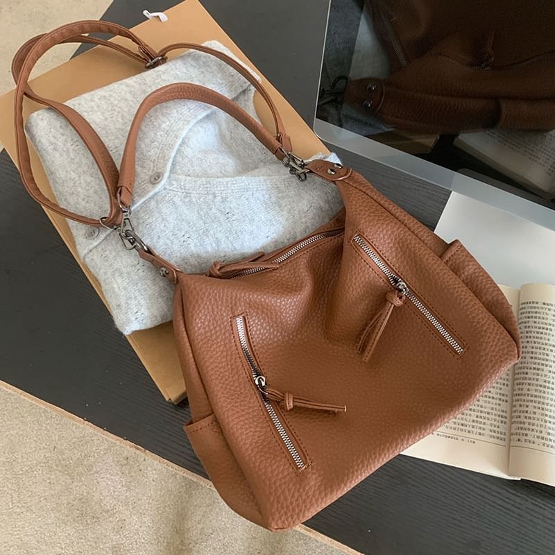 Faux Leather Shoulder Bag Tassel