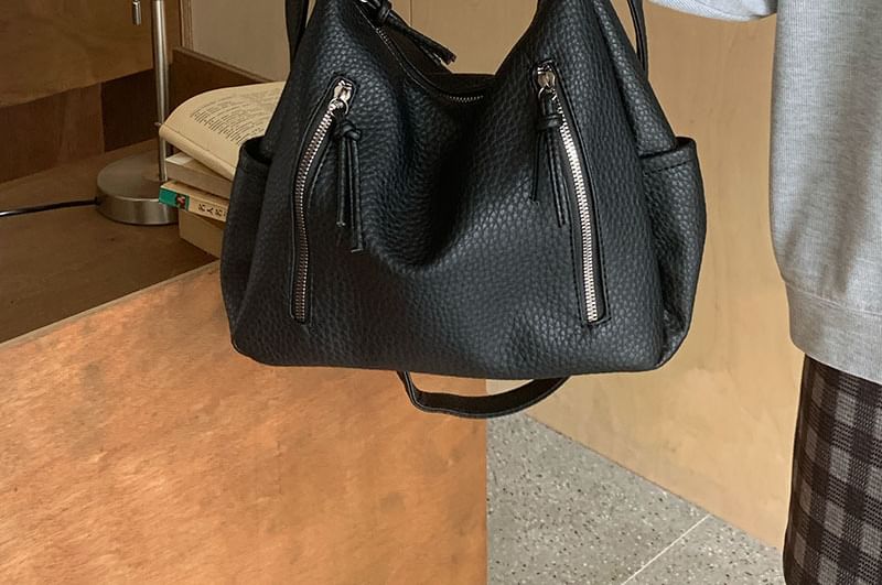 Faux Leather Shoulder Bag Tassel