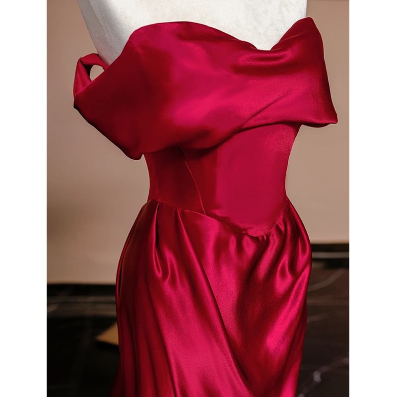 Plain Gown Off-Shoulder Mermaid Evening