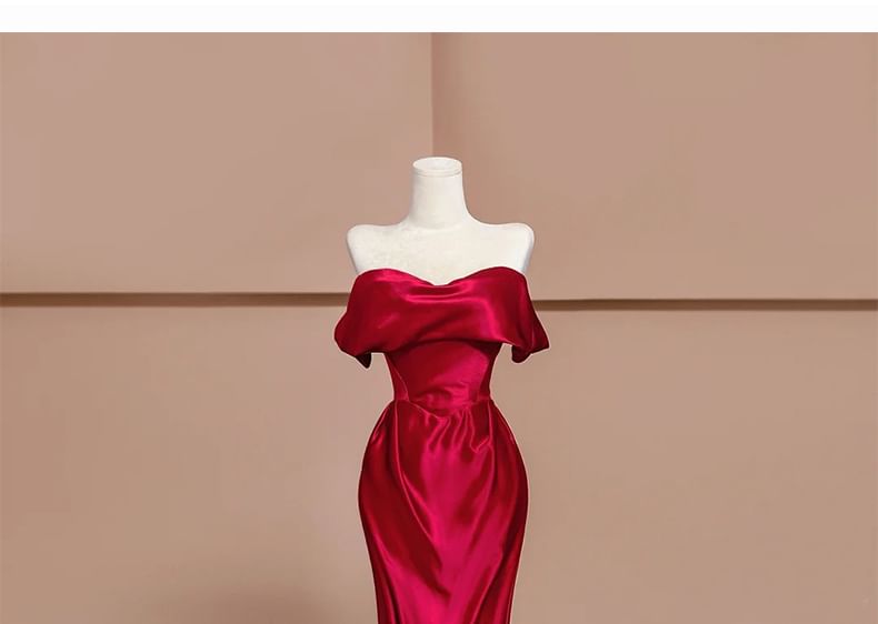 Plain Gown Off-Shoulder Mermaid Evening