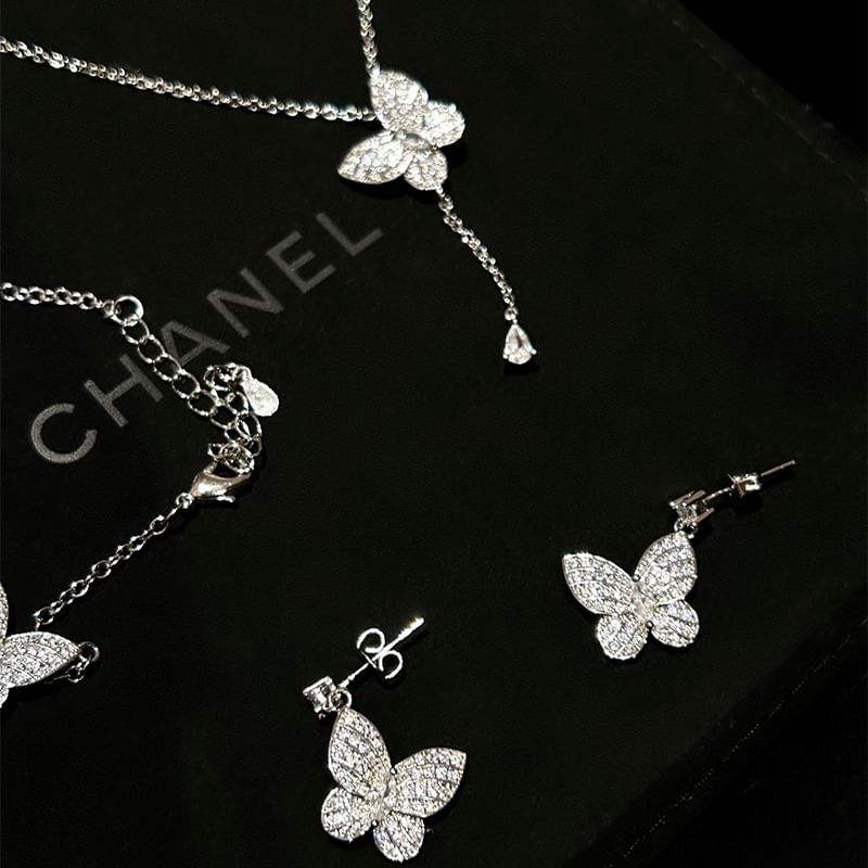 Bracelet Earring / Butterfly Stud Necklace