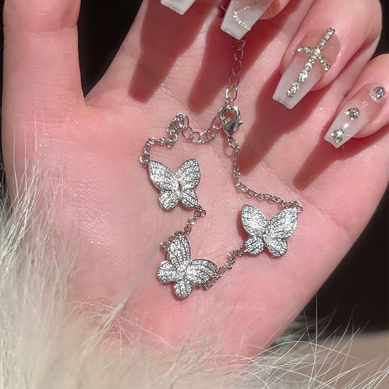 Bracelet Earring / Butterfly Stud Necklace