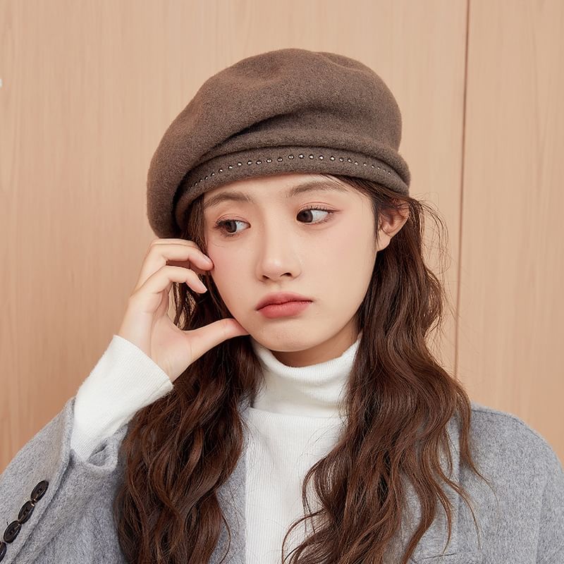 Studded Beret Hat