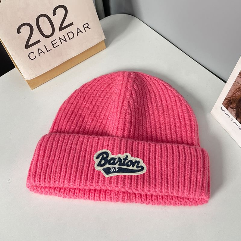 Applique Beanie Lettering Knit
